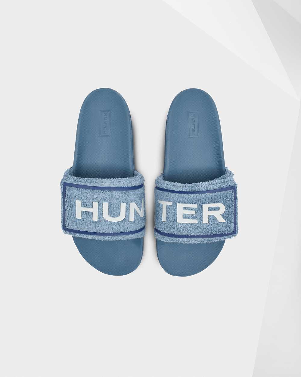 Hunter Women's Original Terry Towelling Logo Adjustable Slides Blue,LCBX63480